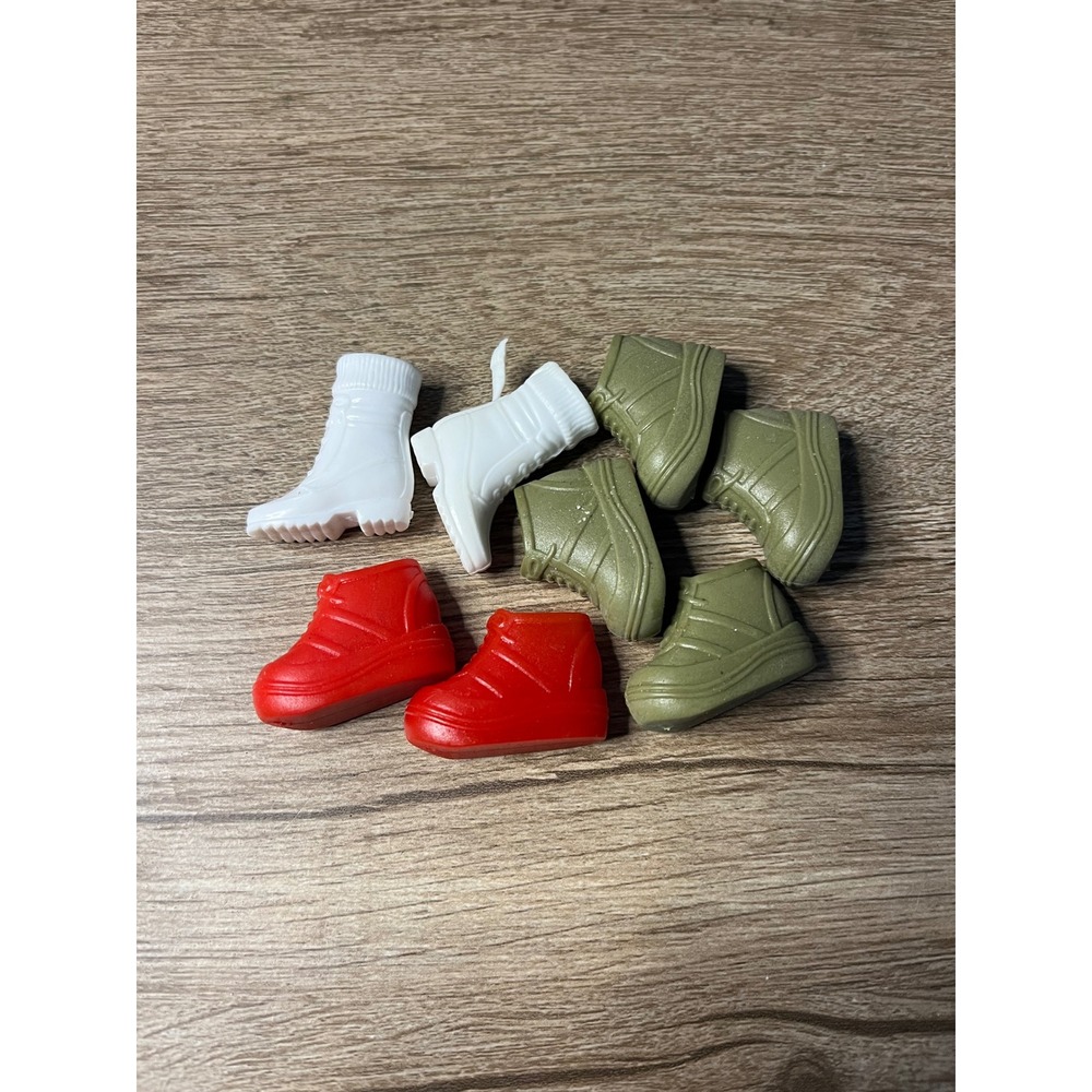 Doll Boots Shoes Lot 3 Pairs Red White Green Miniature Fashion Doll Accessories